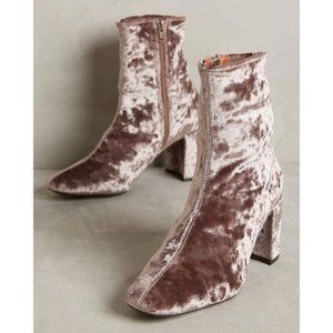 Jeffrey Campbell Cienega Crushed Velvet Ankle Boots - Size 8 Pink/Grey.